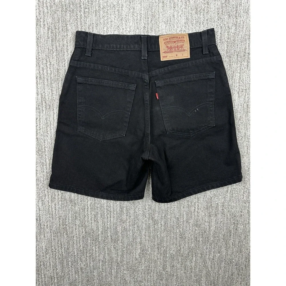 Vintage 90's LEVI'S 550 Black Relaxed Fit Denim Jean Shorts  Sz 11 Made In USA